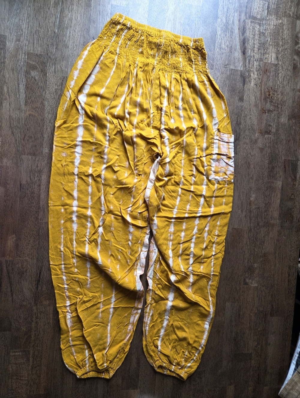 Mustard Yellow Tie-Dye Harem Pants - Picture 9 of 10